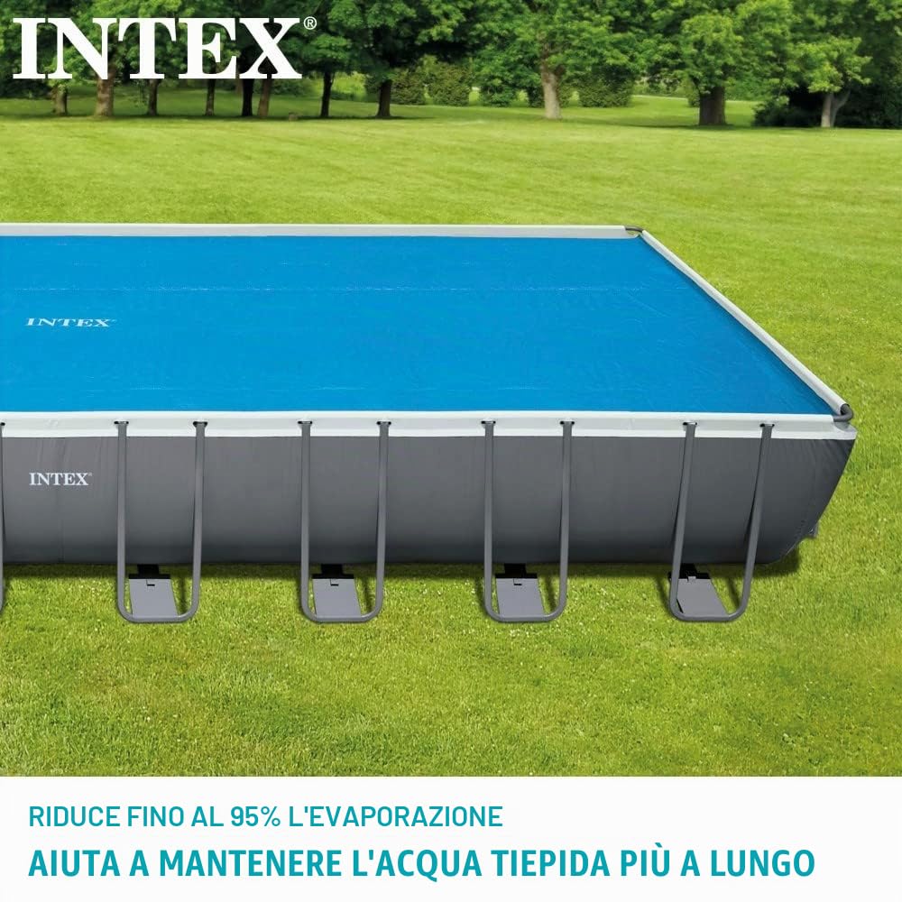 Intex 28018 - Telo Termico per Piscina Rettangolare, Polietilene, Blu, 975x488 cm