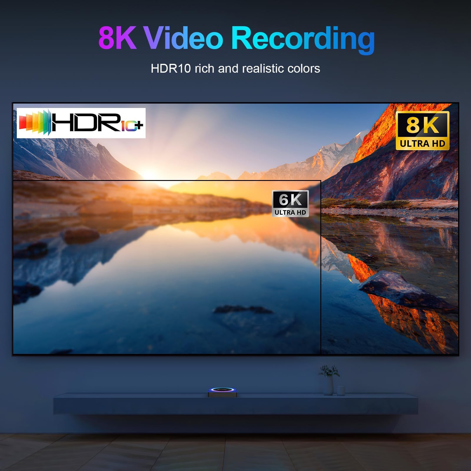 Android TV Box 13.0, Android Box 4GB RAM 32GB ROM RK3528 Quad-Core supporté 2.4G / 5G Dual WiFi6 BT 5.0 10/100M LAN Enternet 8K HD Boîtier TV Android