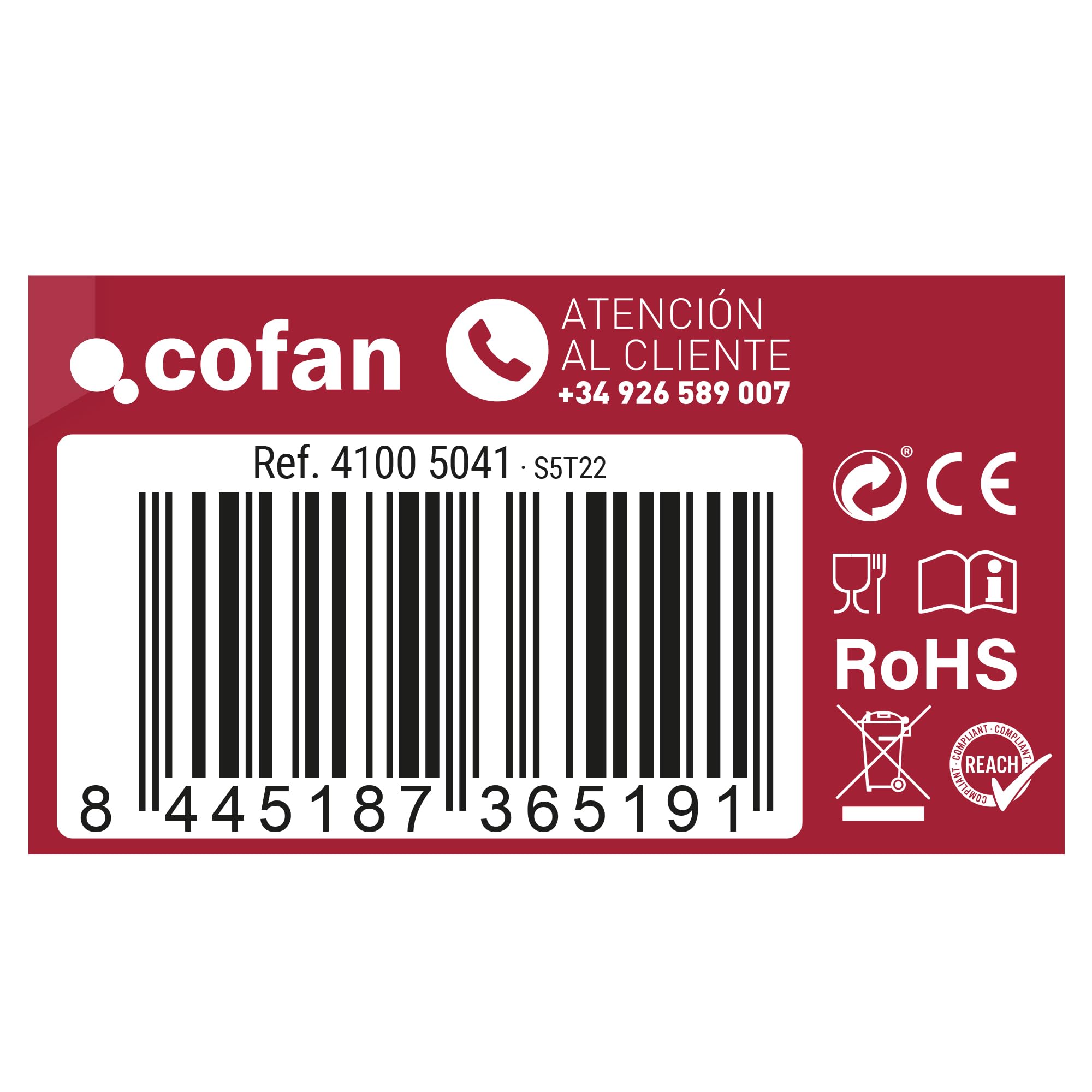 Cofan Friggitrice ad aria calda senza olio | Capacità: 5,5 litri | Modello Yuca