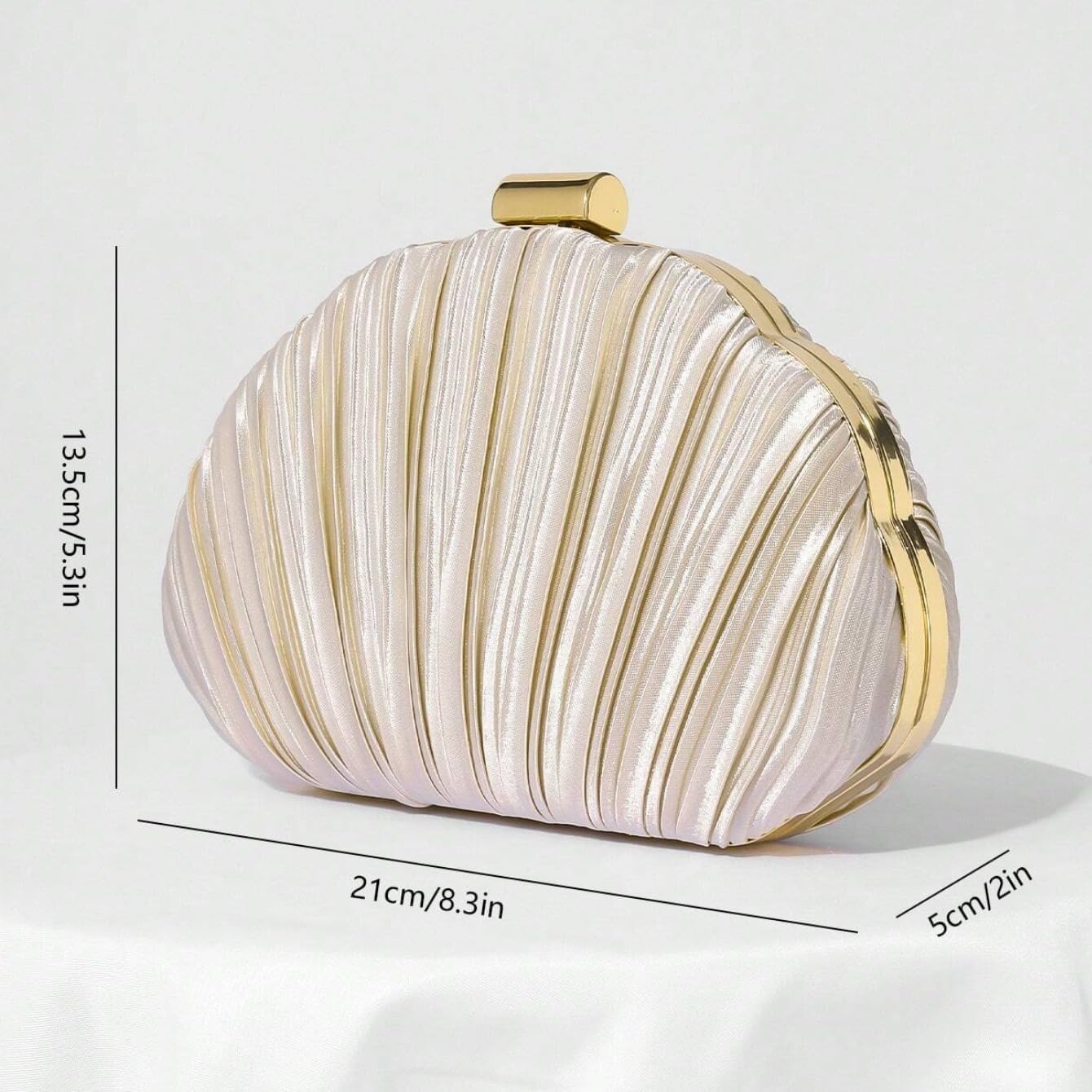 Women's Shell Clutch Purse Shoulder Crossbody Seashell Bag, Adjustable Metallic Chain Evening Bag for Wedding Party - Image 9