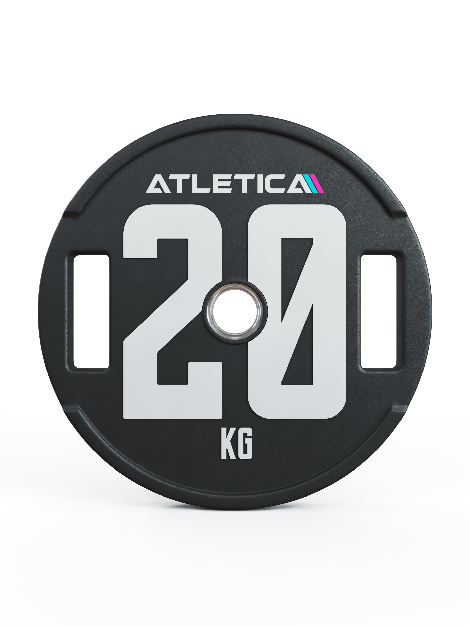 ATLETICA 2H Gripper Plates Pro | Par de discos de pesas de 50 mm | Revestimiento de CPU amortiguador de alta calidad | Núcleo de acero mecanizado CNC | Tolerancia de peso < 1% | Anillo de acero