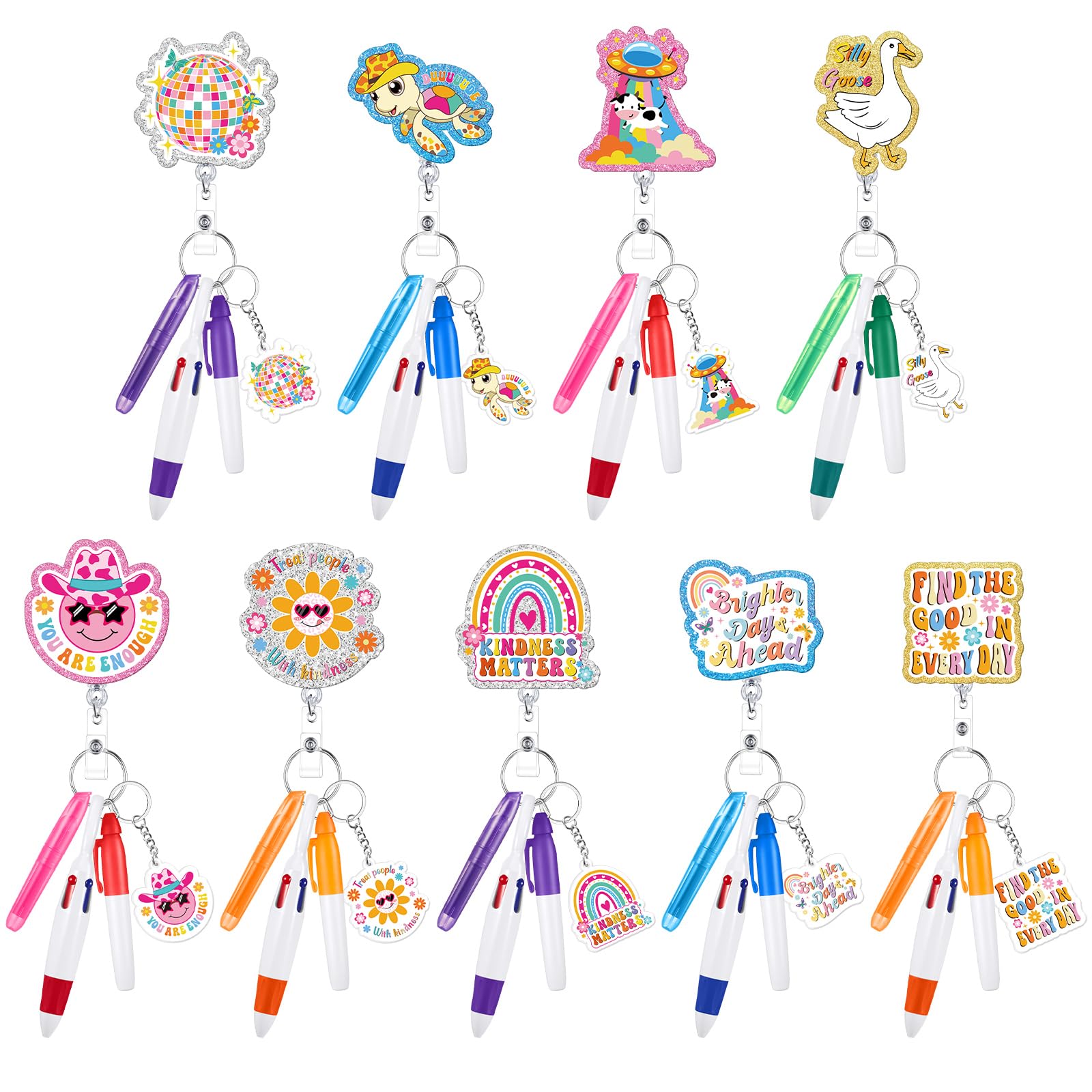 Henoyso 54 Pcs Nurse Badge Reel Pens Mini Highlighter Pens Bulk Nursing Week Appreciation Gifts Badge Accessories Retractable for Cna Medical