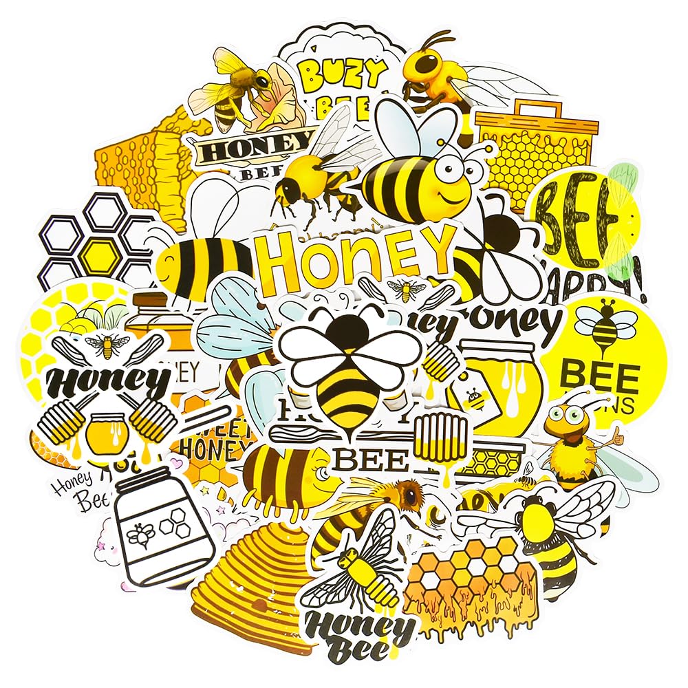 QTL Stickers for Kids Bee Stickers Laptop Stickers for Teens Girls Boys Honey Bee Stickers for Water Bottle Waterproof Stickers Cute Stickers 50Pcs