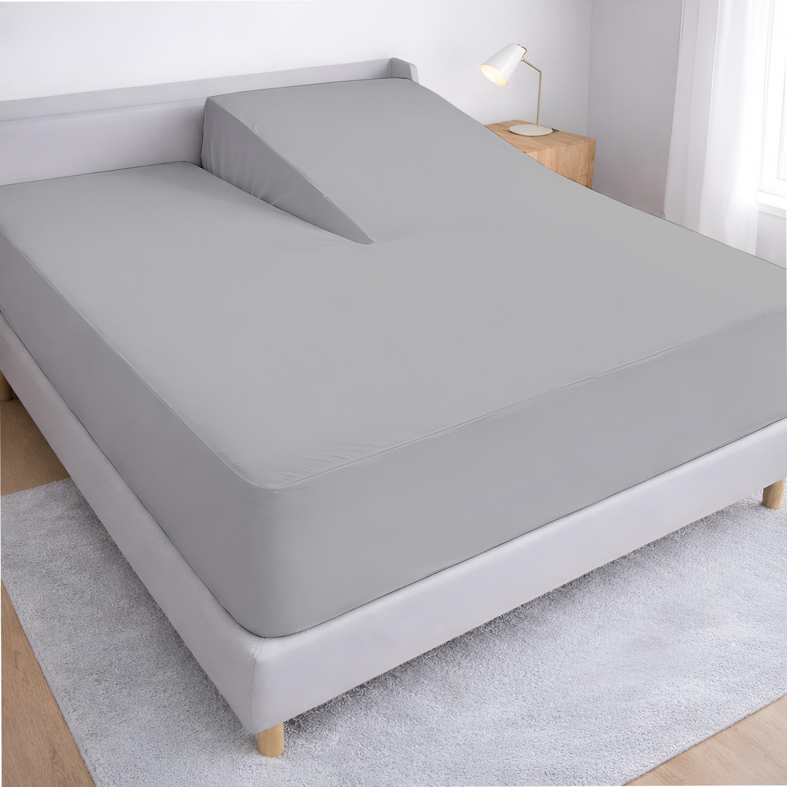 Cottington Lane 1 Piece Top Split Flex Head California King Fitted Sheet Only for Adjustable Bed, Premium Egyptian Cotton 15" Deep Pocket Half Split