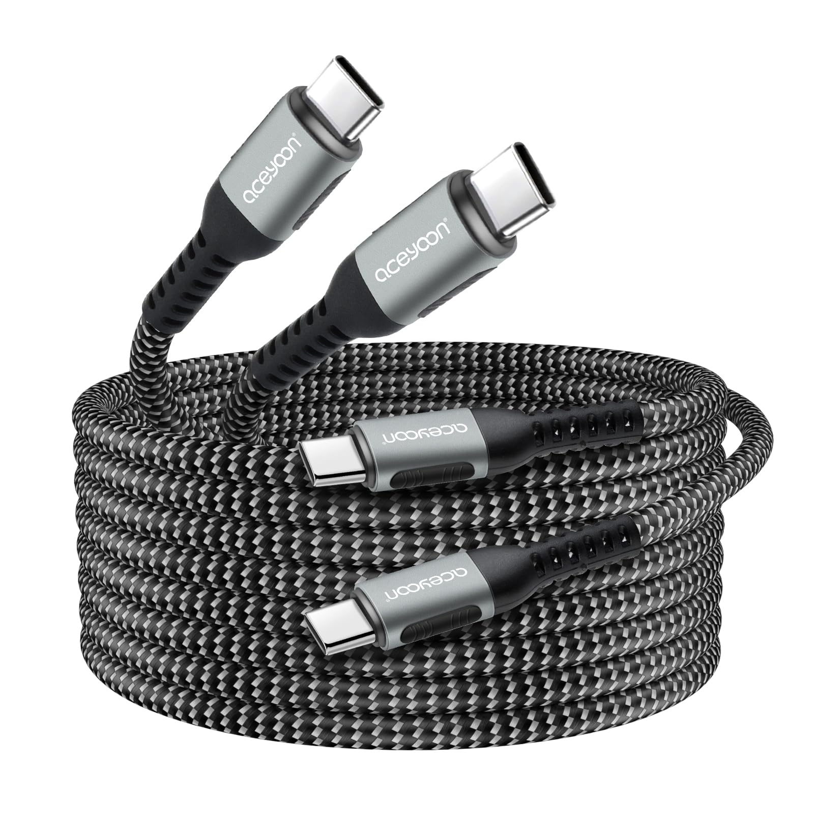 aceyoon USB C ケーブル 3m 2本入 ストレート PD100W 急速充電 480Mbps データ同期 CtoC 充電コード