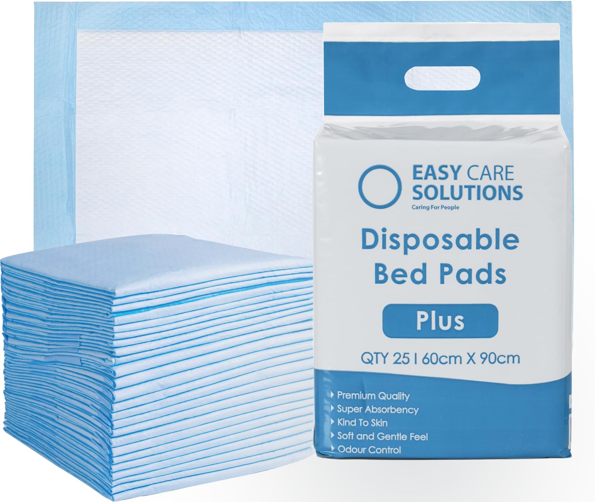 100 x Easy Care Solutions 60 x 90 cm Plus | Premium Disposable Incontinence Bed Pads | High Absorbency Underpads, Bed Mats, Mattress Protectors, Incontinence Pads | 4 Packs of 25
