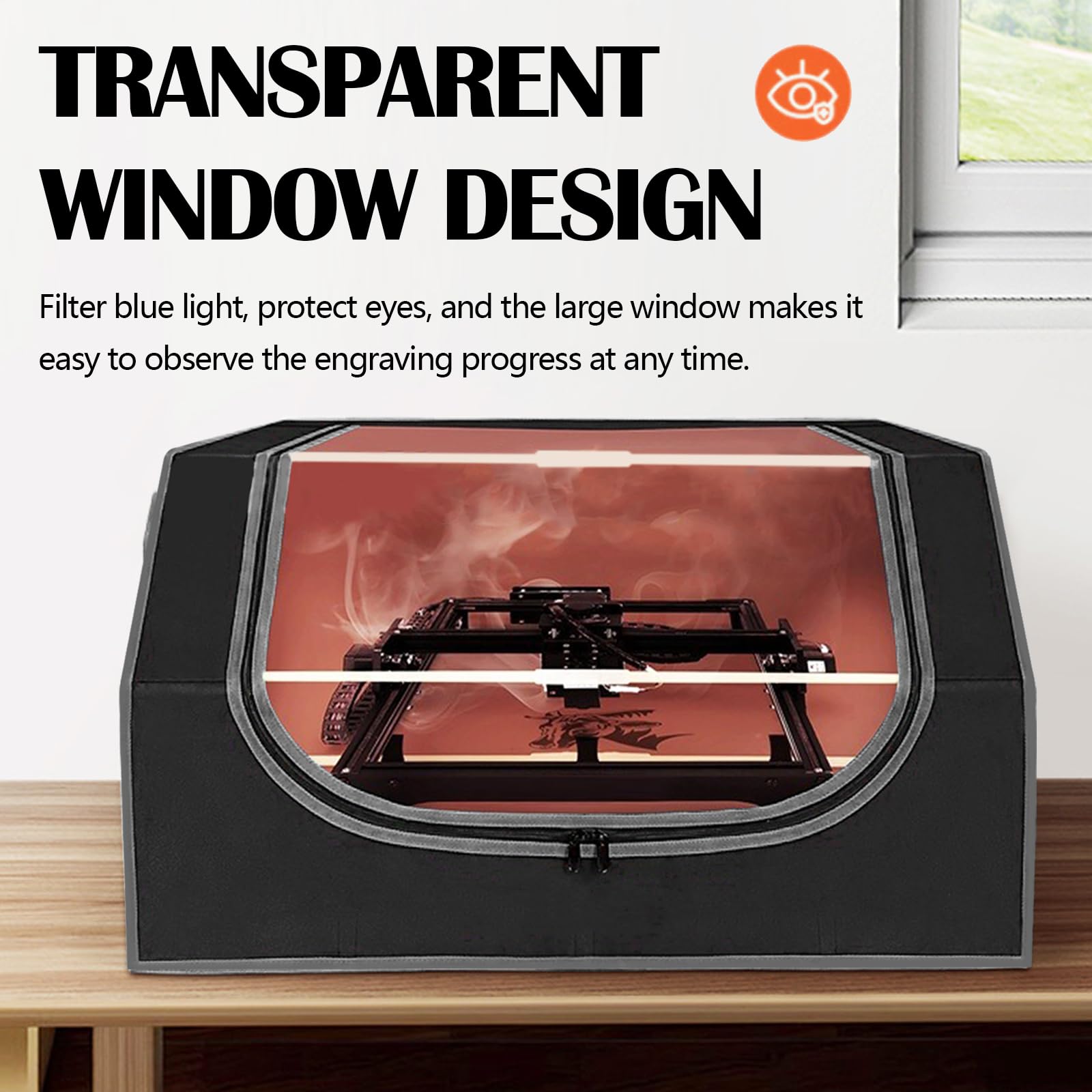 Lasergravurmaschine Gehäuse, Lasergehäuse für Laser Graviermaschine 720 x 700 x 400 mm, Faltbare laser Engraver Enclosure mit Abluftventilator und Rohr für Die Meisten Laserschneidmaschinen