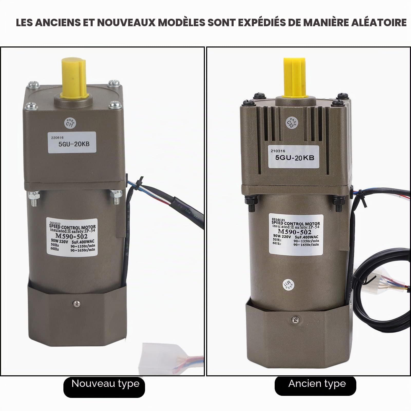 Moteur à Engrenages AC Moteur Asynchrone Monophasé 220V 90W Vitesse Réglable Décélération (20K)
