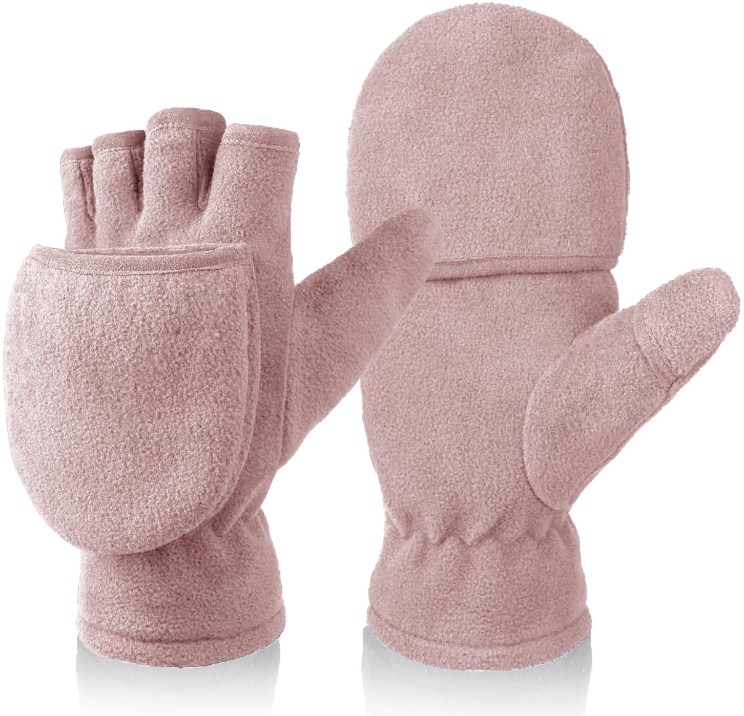 Winter Gloves Men Women: Fingerless Convertible Flip Top Mittens