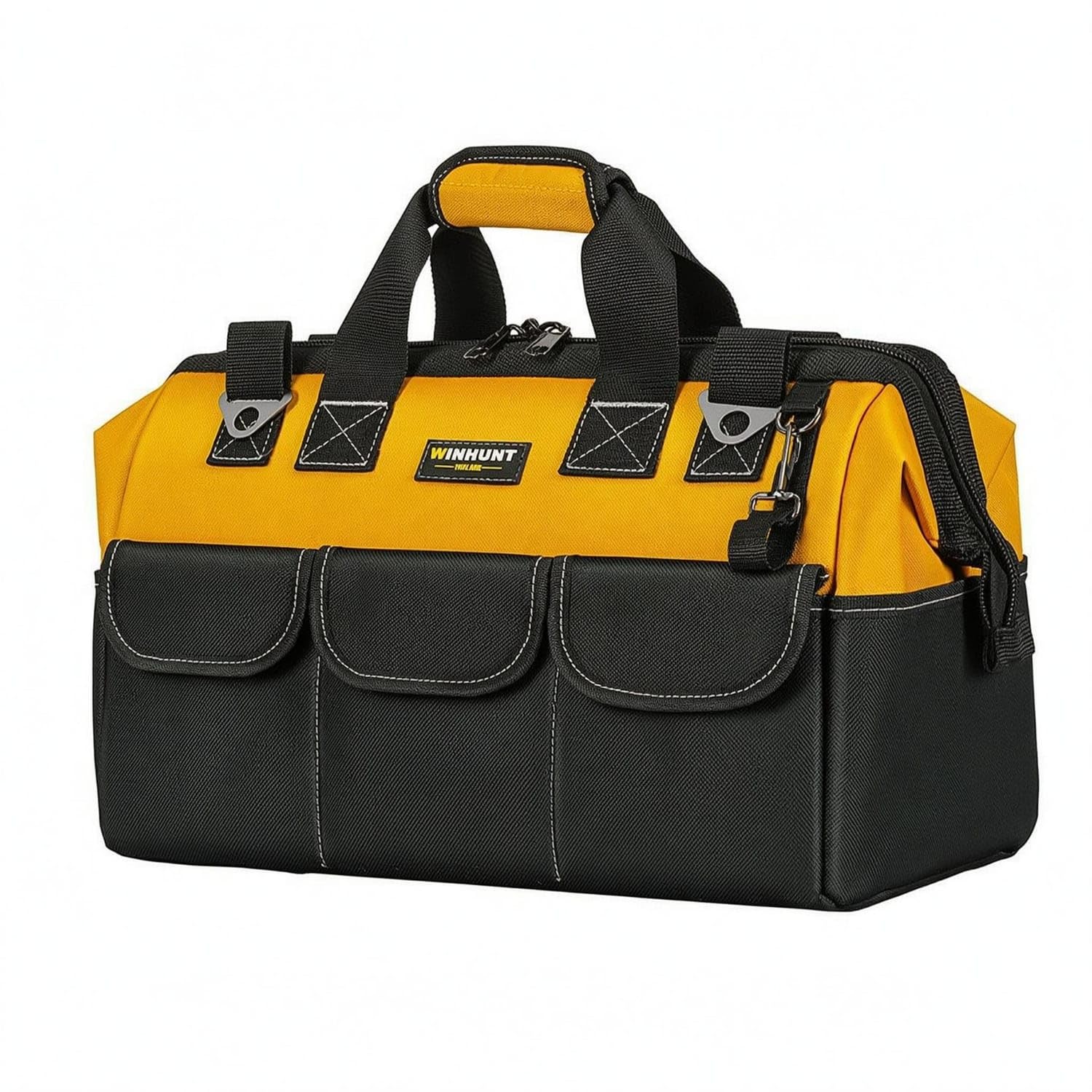 multifunction rectangular tool bag contrast stitching zippered | tool bag structured storage gear reinforced sides, 20 inch