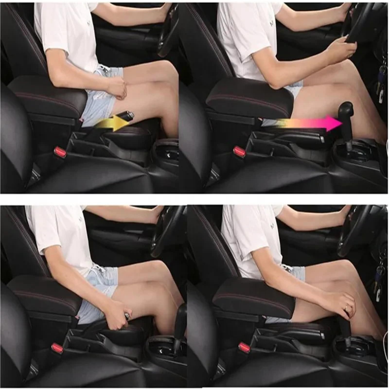 Ochrona Podłokietnika Pokrowiec Pasuje do Smart 450 451 453 454 Pasuje do Fortwo Pasuje do Forfour Podwójna warstwa 3USB LED schowek w podłokietniku samochodowym