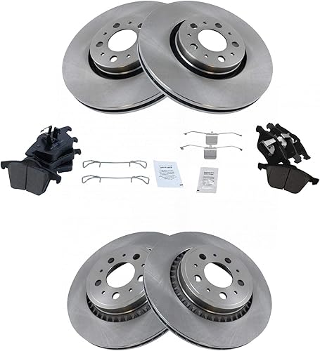 Miniatura 9 de TRQ Kit de pastillas de freno delanteras de cerámica y rotor delantero y trasero con fluidos compatibles con Volvo XC90