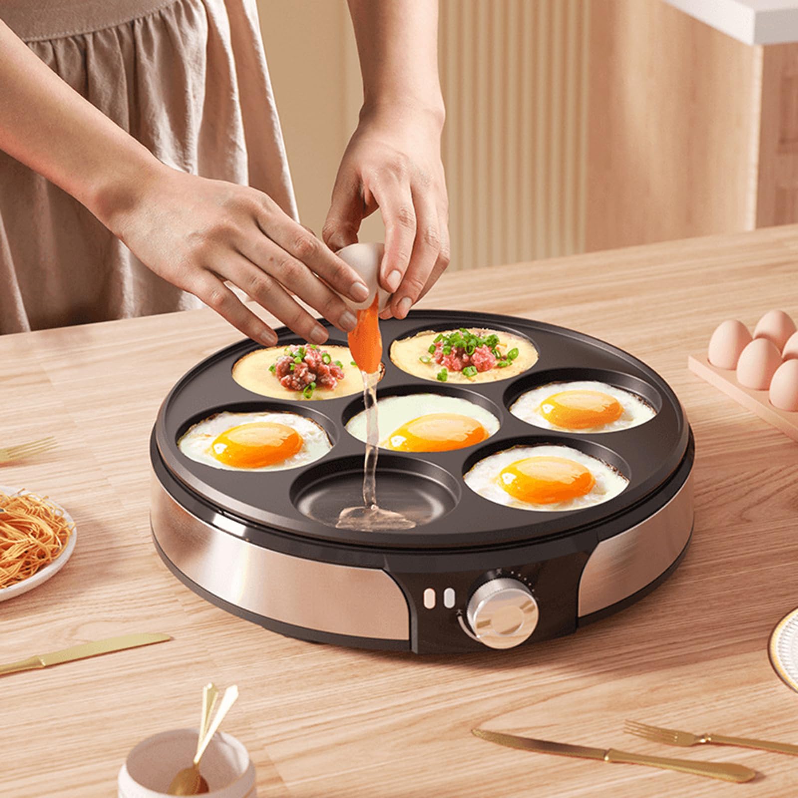 Omelettpfanne für die Herstellung von Eierburgern, schnelles Aufheizen, ideal zum Kochen abwechslungsreicher Zutaten, für 2-4 Personen