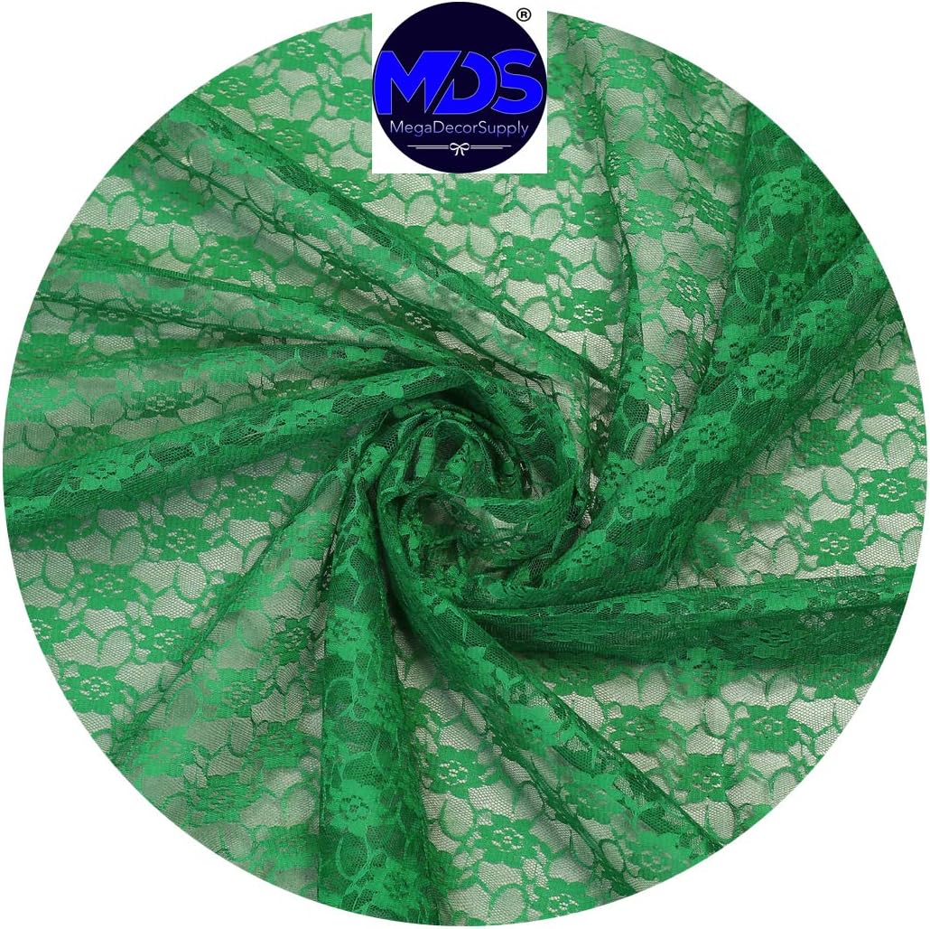MDS Pack of 25 Wedding 27 x 170 inches Long Sheer lace Table Runner for Wedding Banquets Decorations Birthday Parties, Engagements, Rustic Boho for 14Feet Table Runners - Green