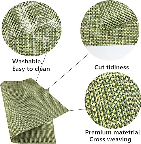 Miniatura 3 de WAZAIGUR Manteles individuales, manteles individuales de vinilo tejido entrecruzado, fáciles de limpiar, duraderos, antideslizantes, resistentes al