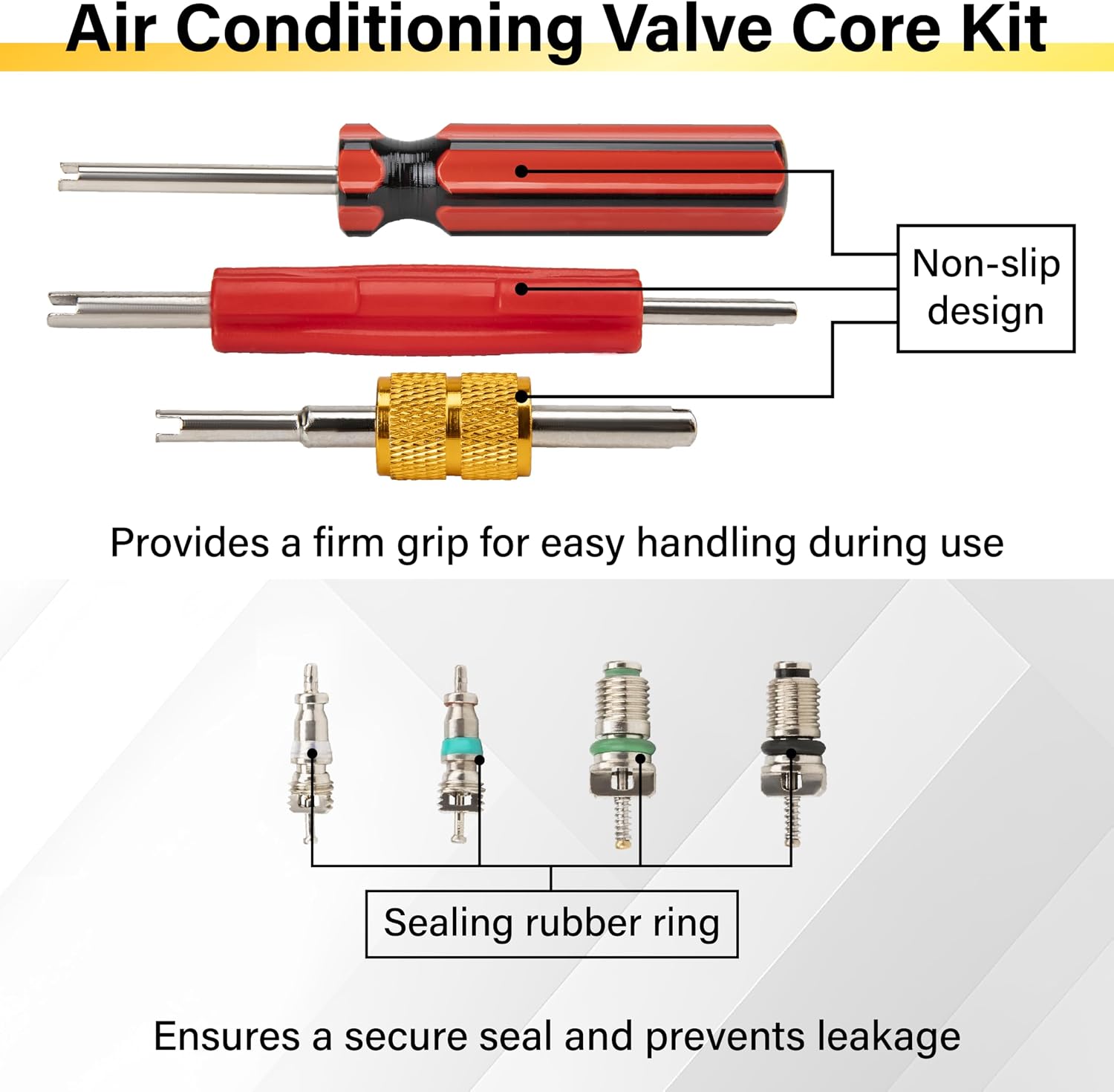 39 PCS Air Conditioning Valve Core Accessories Kit, R12 R134a Refrigeration Schrader Tire Valve Stem Cores with Single & Dual Heads Valve Core Remover Installer Tool, HVAC System Seal Caps Kit