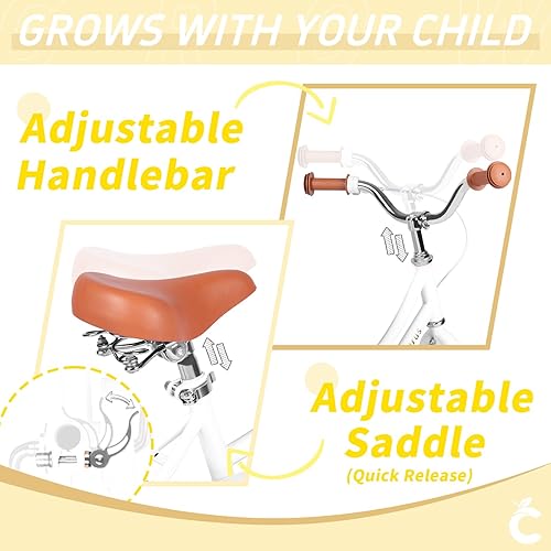 Miniatura 42 de Bicicleta para niños de 2 a 12 años de edad, niñas y niños de 12, 14, 16, 18 y 20 pulgadas, bicicletas retro con ruedas de entrenamiento, anillo de