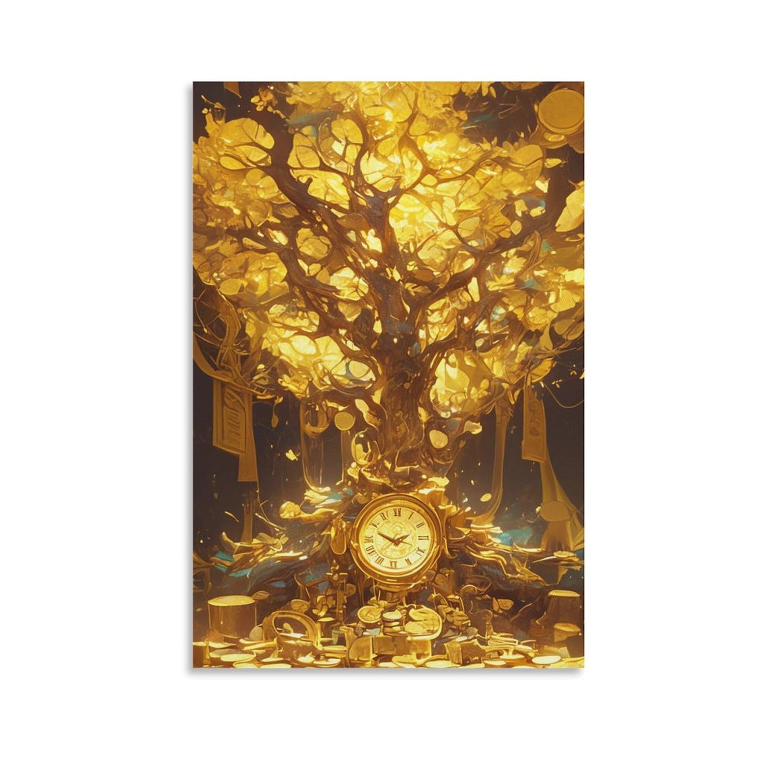 GAOYUCHUN Money Tree Canvas for Home Decor Home Decor Modern Framed Canvas Prints Paintings Picture Canvas Wall Art Ready to Hang 08x12inch(20x30cm)