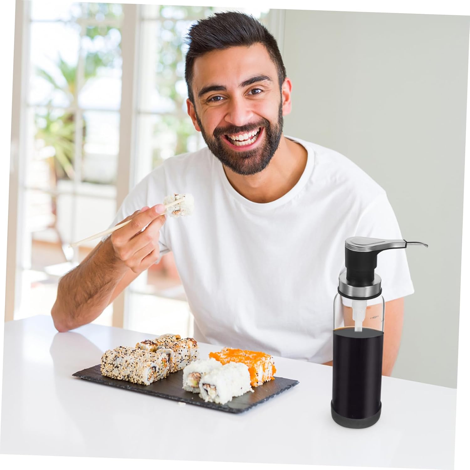 Jam Dispenser Bottle with Pump Transparent Syrup Dispenser for Honey Sauce and Fruit Preserves for Kitchen Use and Gifting