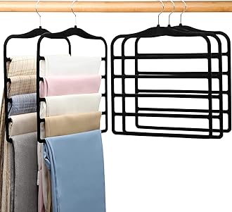 Pants Hangers Space Saving,5P Scarf Hangers for Closet Organizers and Storage,Non Slip Velvet Hanger for Closet Organizer,College Dorm Room Essentials,Heavy Duty Organization and Storage Jean Hangers