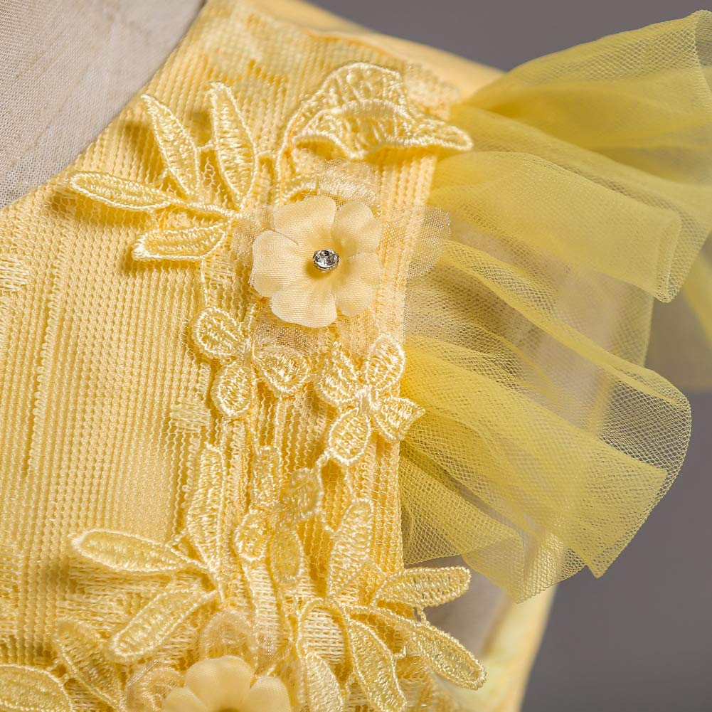 E-girl Mädchen ärmelloses Spitze Tüll Kleid Hochzeit,4-14 Jahre