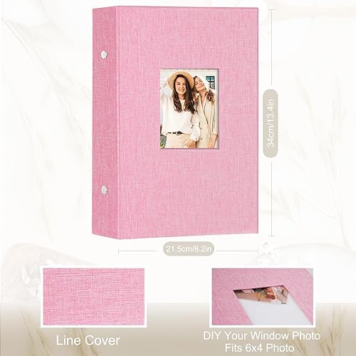 Miniatura 2 de Artmag - Álbum de fotos de tela, 4 x 6, gran capacidad para bodas, aniversario y familia, álbum de lino con capacidad para 300 fotos horizontales