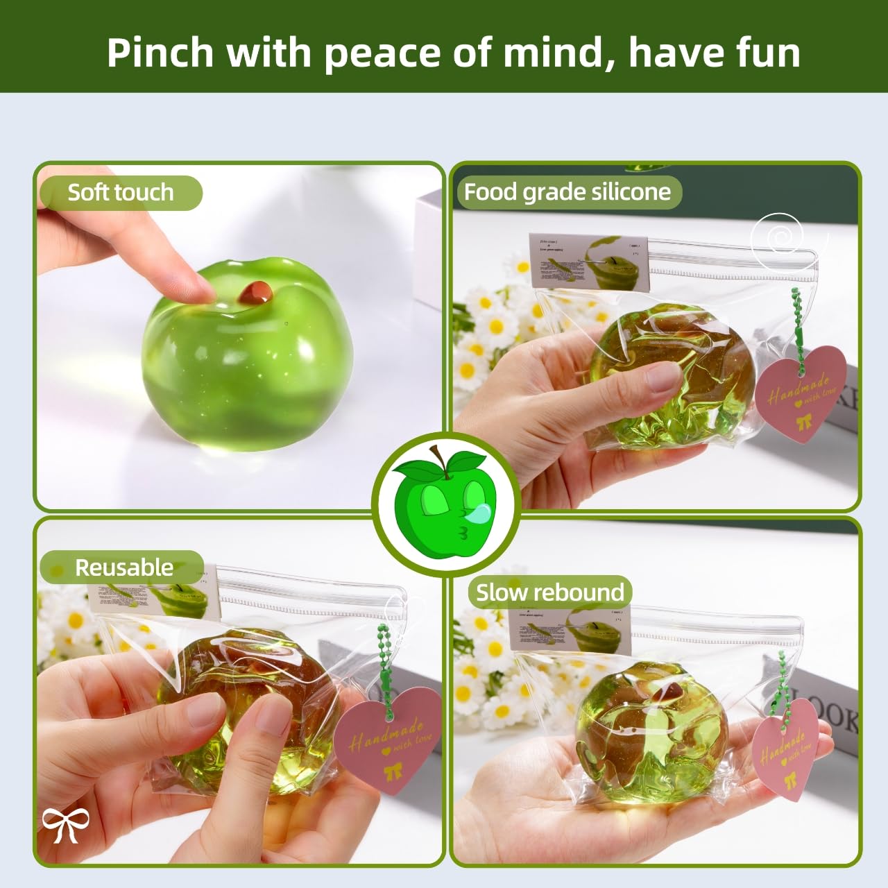 Amazon.com: QCROAD SQUISHY Handmade Silicon Taba Clear Apple