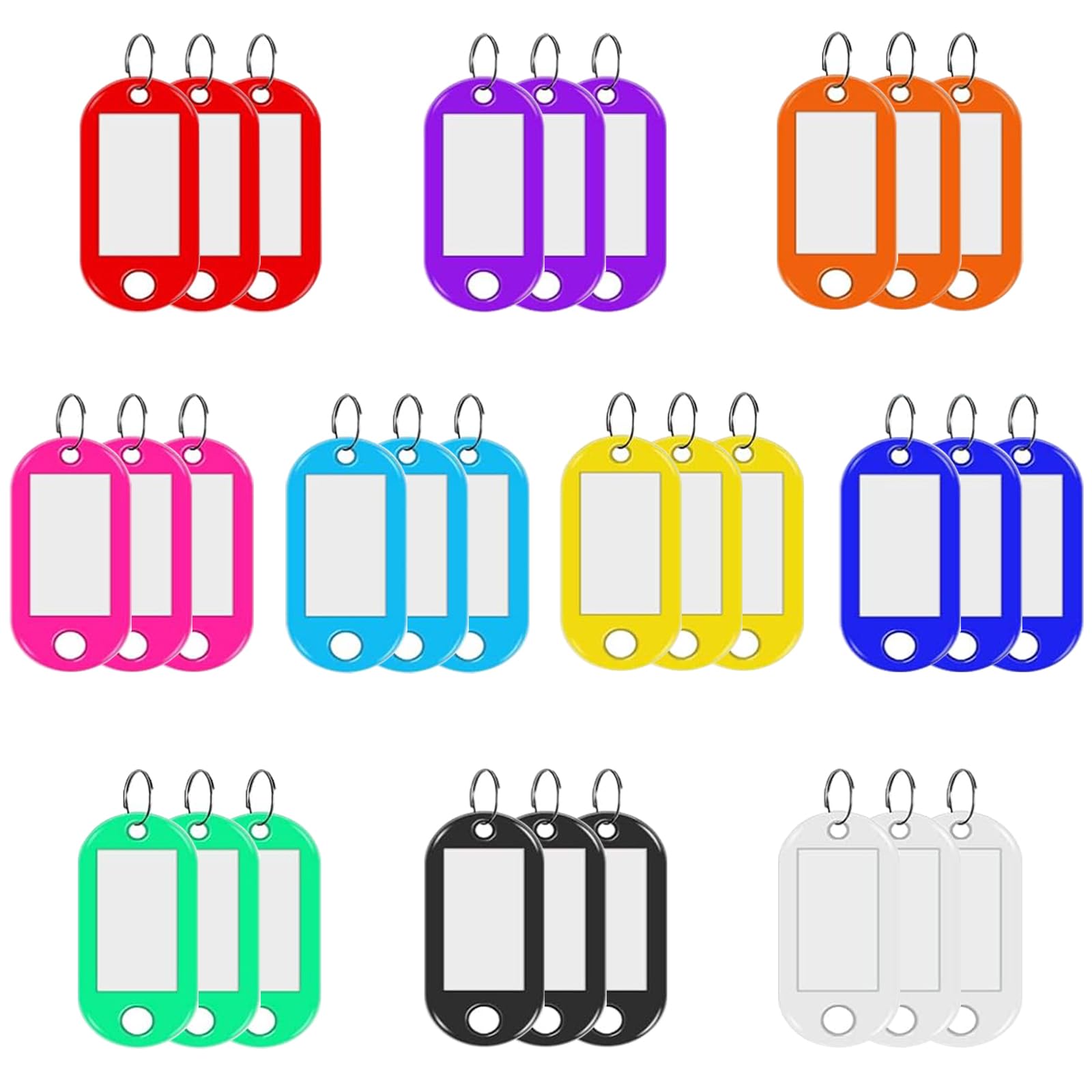 elzle Key Tags,30 Pcs Key Tags with Labels,Labels ID Keyring Fobs with Labels,10 Colors Durable Key Fobs with Split Keyrings,for Luggage,Pets and Office Multipurpose(Colorful