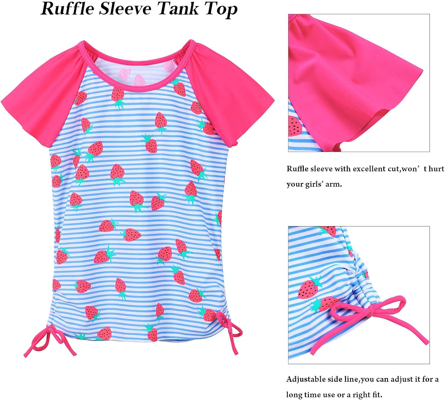 Girls Rash Guard 2 Pieces Bathing Suit UPF50+ Swimsuit with Swimming Skirt Swimwear 2-14Y - Image 3