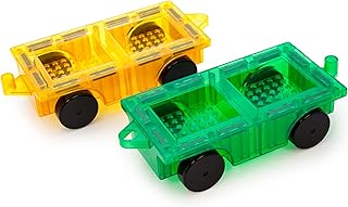 PicassoTiles 2pcs Magnetic Tiles Expansion Car Truck Building Blocks Compatible Set, Kids Magnet Bricks STEM Learning Toy...