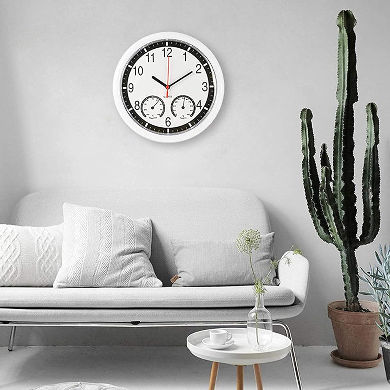 10 Inch Large Outdoor Wall Clock with Hygrometer Thermometer Outdoor Clock Garden Quiet Battery Operated Quartz Wall Clock