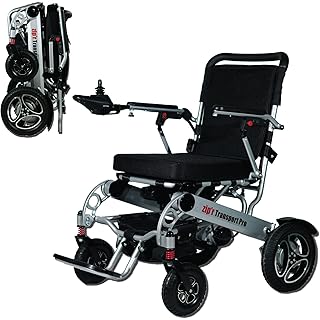 Zipr Transport Pro Electric Wheelchair - Heavy Duty Foldable Motorized Wheelchair - Lightweight Electric Wheelchairs For Adults, Seniors, Elderly, Travel Long Range Power Wheelchair Battery & USB Port