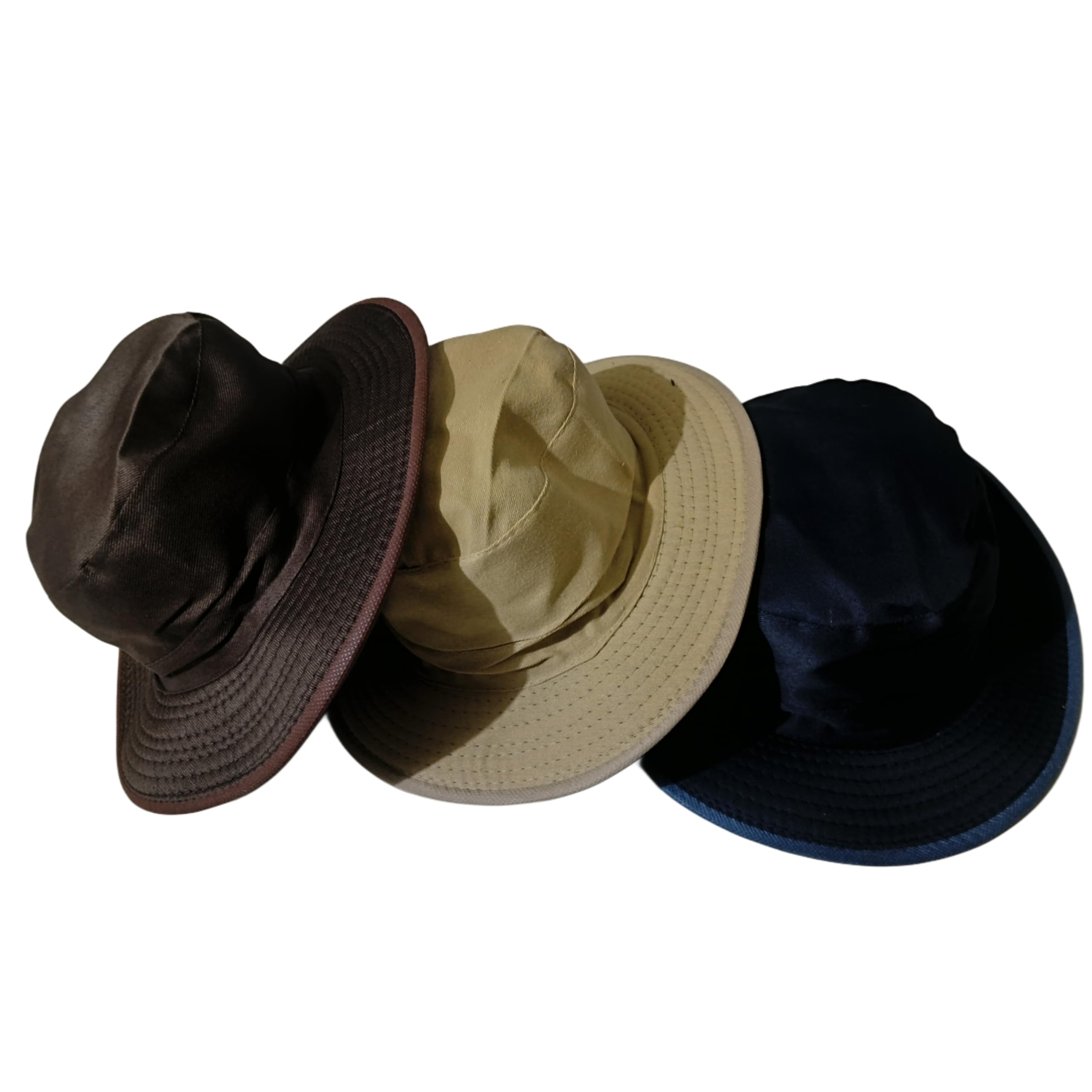 Bucket Hat 3 Pack, UV Protection, Umpire Farmer Traveller Worker Cap, Brown, Khaki and Navy-image-21