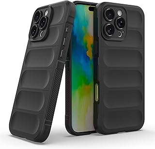 جراب حماية سيليكون متين ورفيع وناعم ومرن ومضاد للصدمات من البولي يوريثين الحراري الممتص للصدمات مع حماية للكاميرا لموبايل ايفون 16 برو ماكس 6.9 بوصة من دلع موبايلك، لون أسود