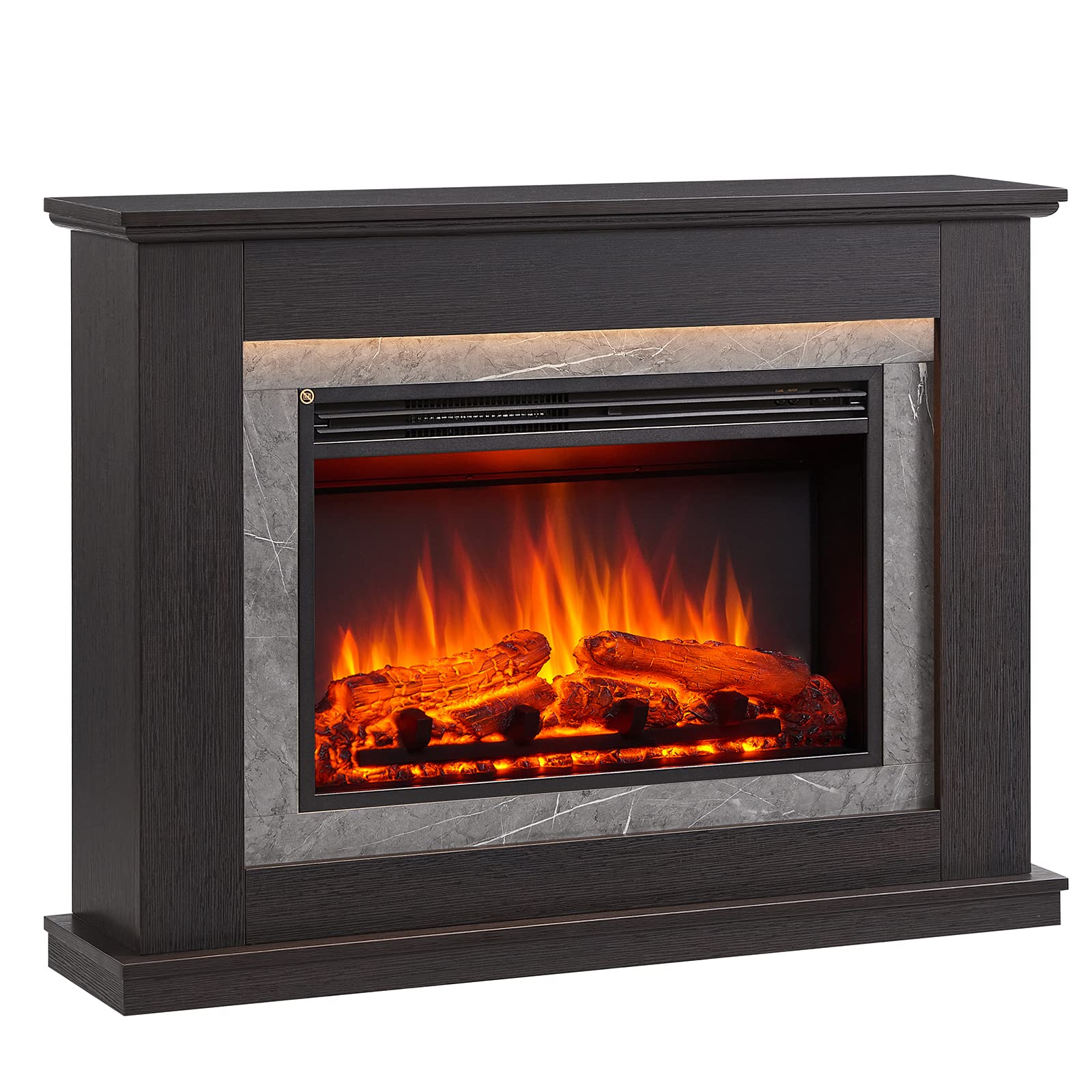 FLAMME Casella Electric Fireplace with 43’’ Surround Freestanding 2000W Heater Remote Espresso Oak