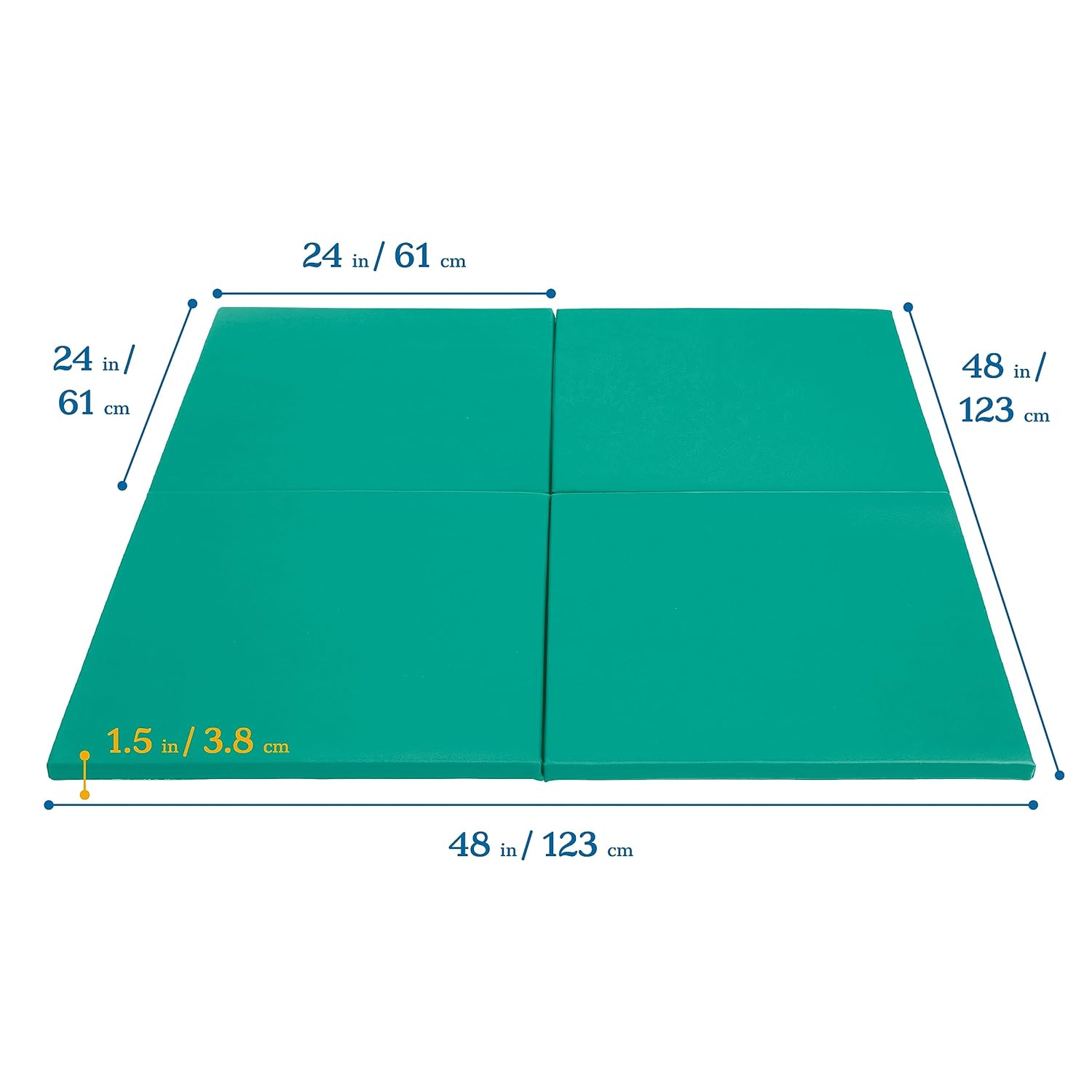 ECR4Kids SoftZone Play Patch Activity Mat Squares, Modular Playmat, Emerald, 4-Pack