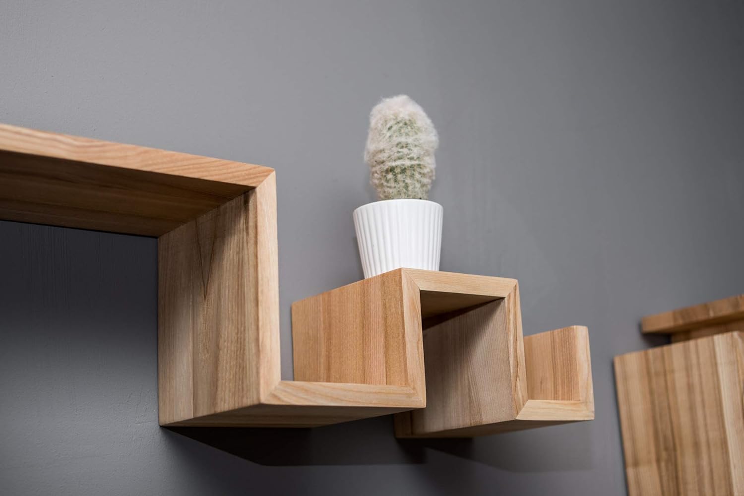 EWART WOODS Wooden Wall Hanging Shelves Wood Geometric Shelf Wooden Shelves Floating Shelf Modern Shelf Handmade Furniture Shelf Set of 3