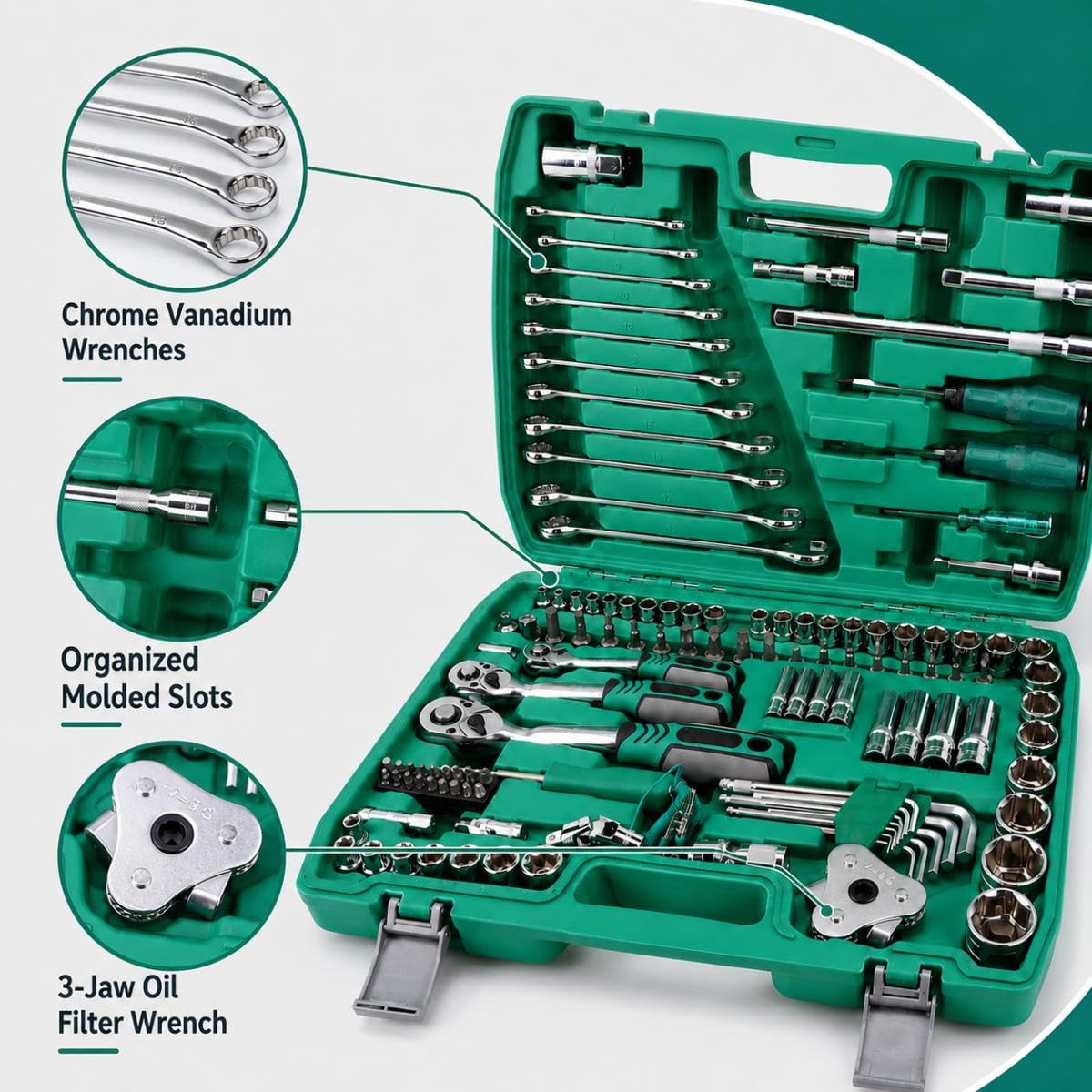 Caja Herramientas para Man M90 1988-1995 | Maletín portaherramientas para el Hogar Portátil Completa Juego de llaves Vaso Trinquete Reparaciones Domésticas Automotrices
