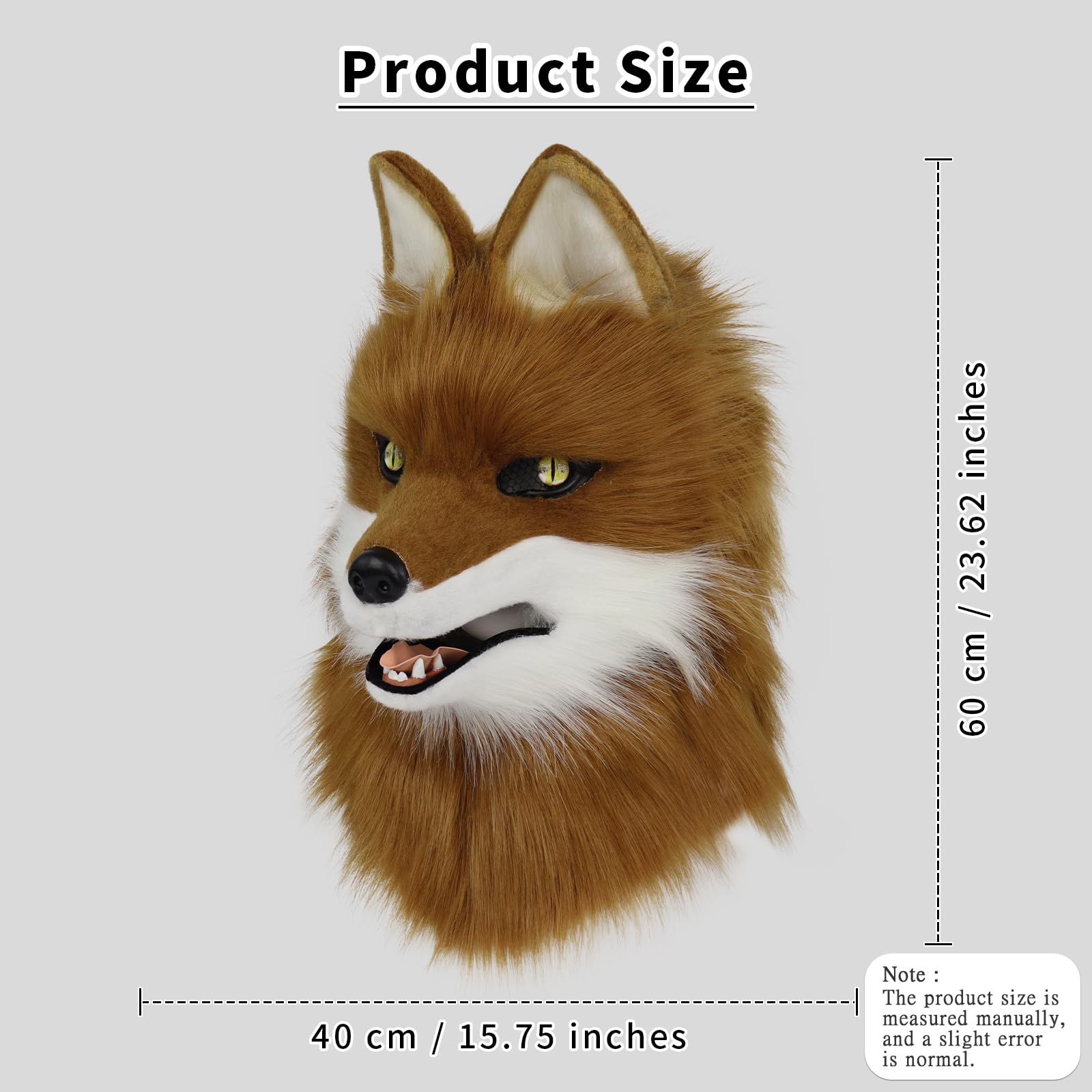 PPFINE Animal Faux Fur Wolf Dog Furry Full Head Mask Cosplay Costume Accessories for Halloween Party, Brownwhite - Image 3