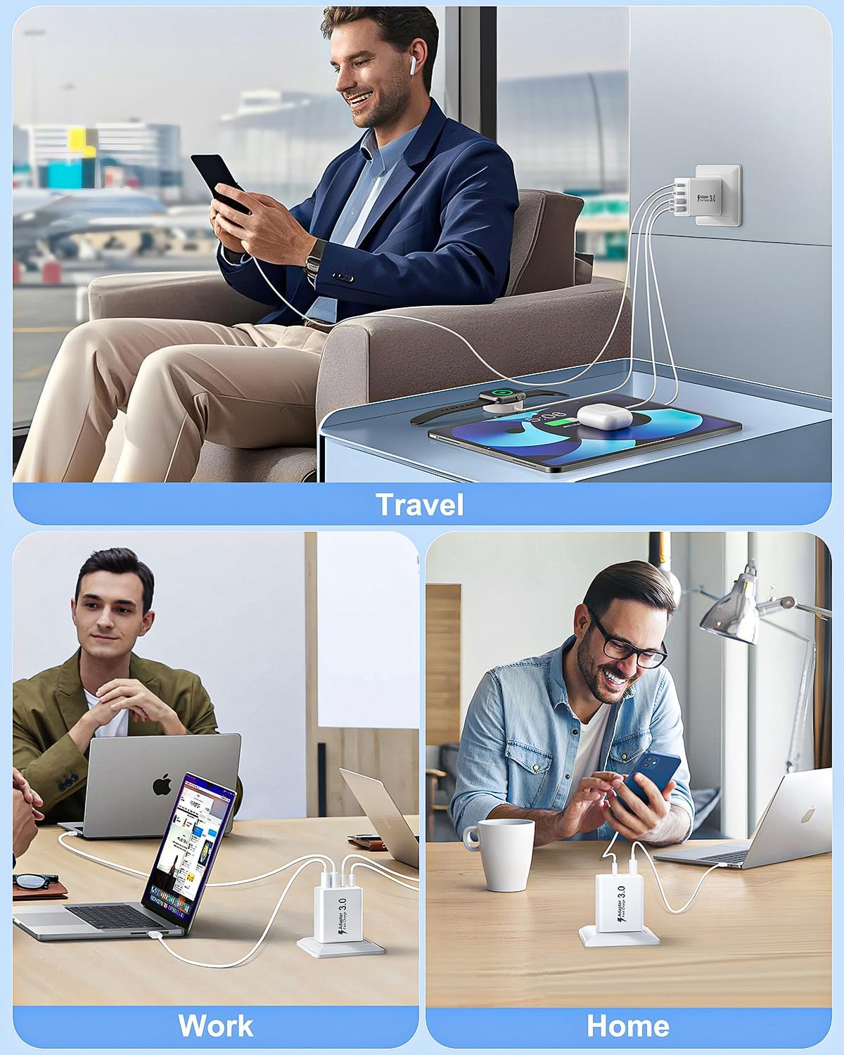 USB C Charger Block, 2-Pack 40W USBC Wall Charger Plug 4 Ports Dual PD Power Adapter +QC 3.0 Fast Charging Brick Multiport Type C Cubes Box for iPhone 16 15 14 13 12 11 Pro Max Plus, iPad, Samsung image 6 of 7 B0DZH6XBZ6