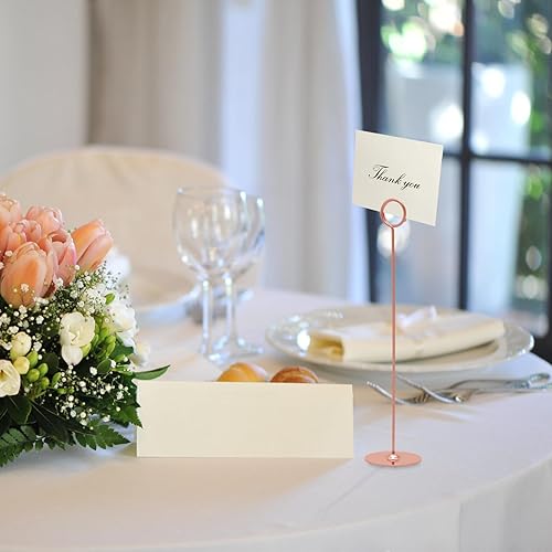 Miniatura 3 de Urban Deco Paquete de 16 soportes para tarjetas de mesa de 12 pulgadas, tarjeteros de acero para fotos, letreros de comida, notas de notas, bodas