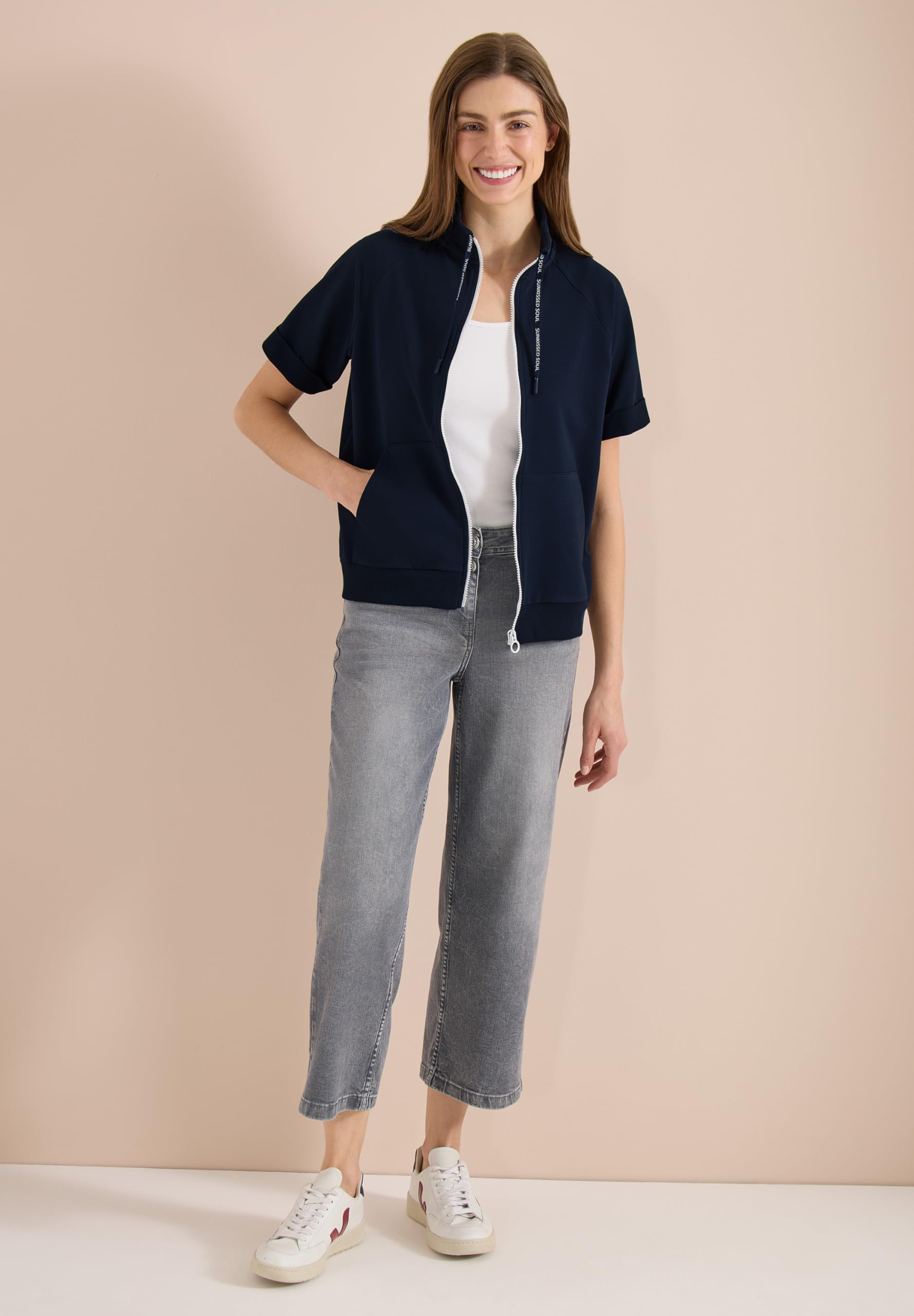 Cecil Kurzarm Sweatjacke mit Zipper
