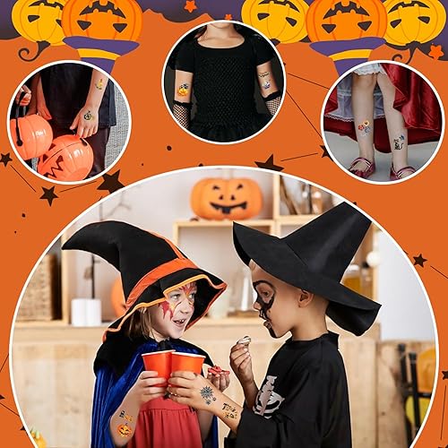 Miniatura 5 de Partywind Tatuajes de Halloween con purpurina de 245 estilos para golosinas para niños, decoraciones de fiesta de cumpleaños de Halloween,