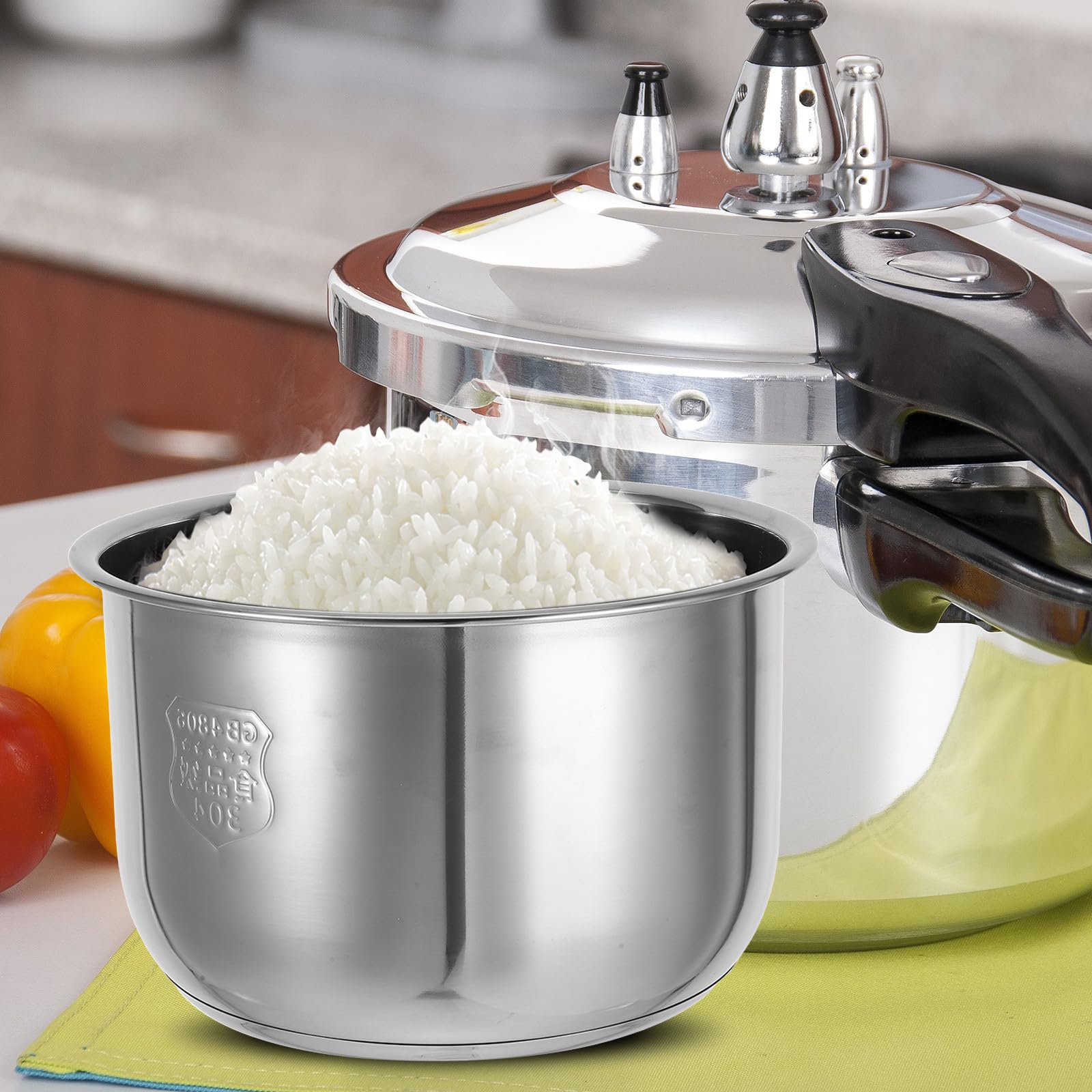UKCOCO Inserto para Cocinar Arroz de Acero Inoxidable 4l Plata