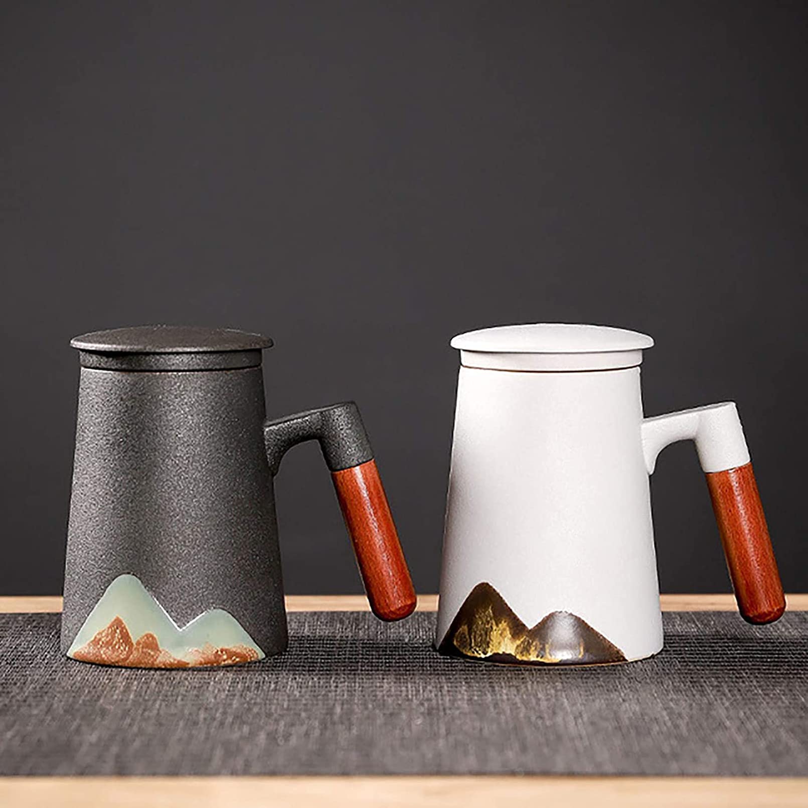 Tazze da tè in Ceramica con Coperchio, Elegante Tazza da caffè e cucchiaino da caffè, Tazza da tè per Famiglie di Amici Come Regalo a Sorpresa, Tazza da tè, Tazza in Porcellana