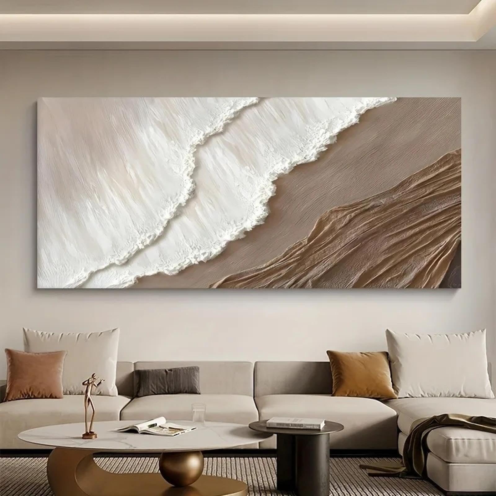 CHAOJIART Großformatiger moderner abstrakter Wellenkunst-Leinwanddruck, Wandkunst-Poster, moderne Schlafzimmer-Wohnzimmer-Heimdekoration, 70 x 140 cm, Innenrahmen