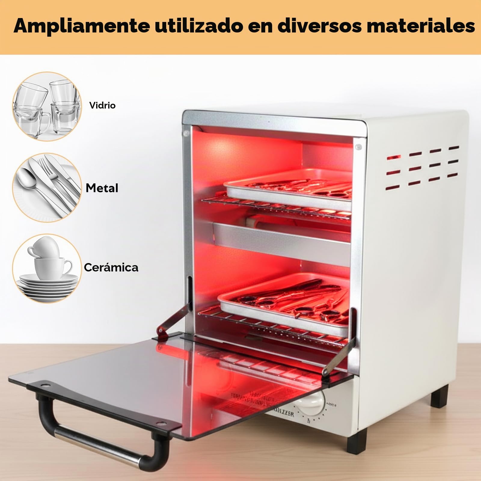 Esterilizador de alta temperatura, esterilizador de calor seco de 12L, esterilizadores de herramientas con control de temperatura y temporizador,con bandeja para peluquerías, spas y estudios de uñas