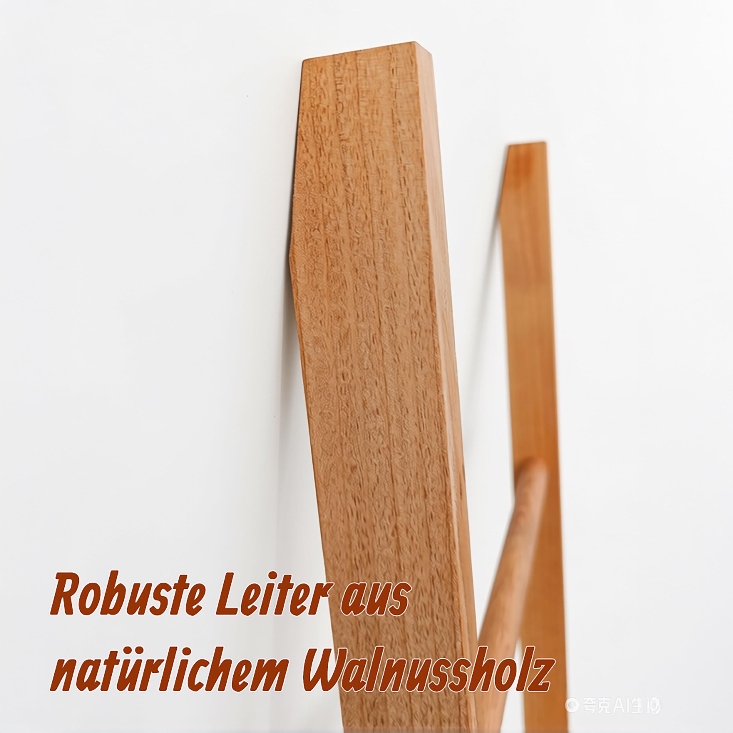 Relaxdays Leiterregal Walnussholz, 5 Etagen, Bad, Küche, Wohnzimmer, Standregal zum Anlehnen, HBT: 189x56x33 cm, Natur