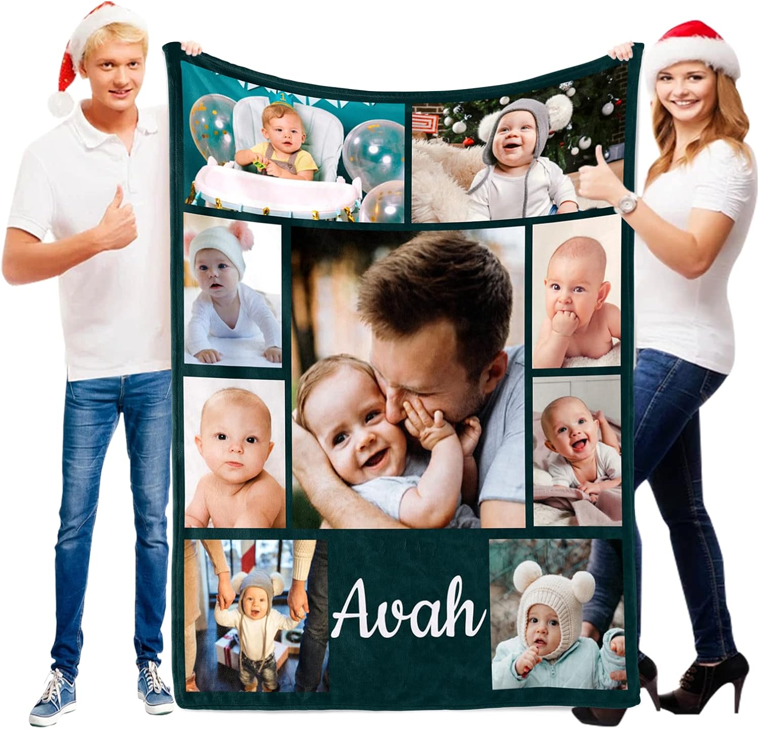 Customized Throw Blankets with Picture and Text Personalized Flannel Throw Blanket with Photo for Pets, Famliy, Friends, Lover on New Year Birthday Christmas Anniversary