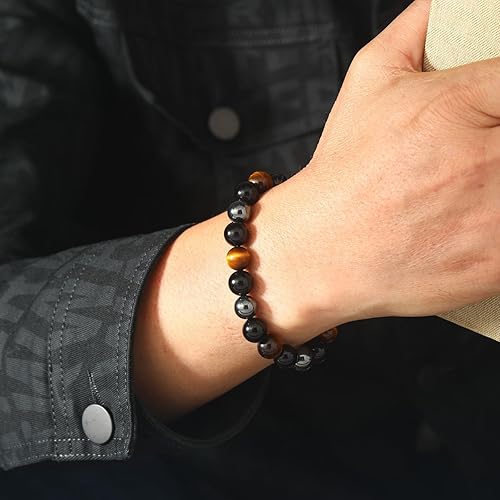 Miniatura 2 de triple protection bracelet tigers eye,hematite, obsidianA handmade beaded crystal healing bracelet that can bring luck, happiness and protection.